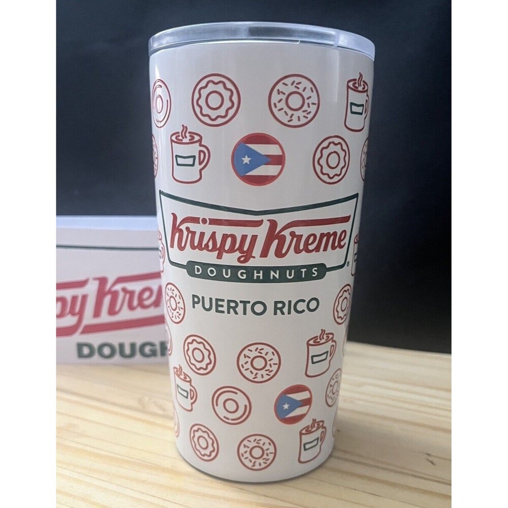 Krispy Kreme Doughnuts Coffee Puerto Rico Tumbler Cup Travel White New
